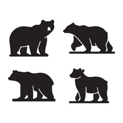 bear set of animals silhouettes