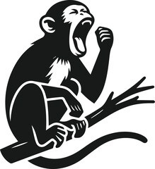 Vector silhouette of a monkey animal black