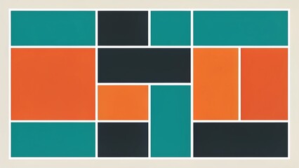 Abstract Geometric Design with Orange, Teal, and Black Colors