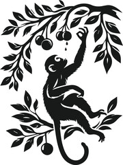 Vector silhouette of a monkey animal black