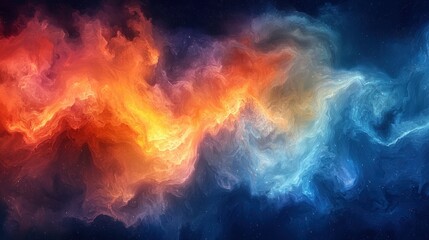 Fototapeta premium Abstract Nebula: Celestial Dance of Fire and Ice