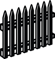 Fence Silhouette Black Vector | Classic Barrier Design for Garden and Property Projects