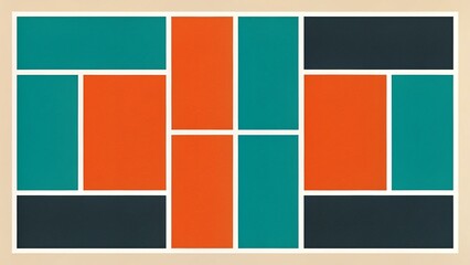 Abstract Geometric Design with Orange, Teal, and Black Colors