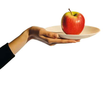 PNG Retro collage of hand apple fruit plate plant.