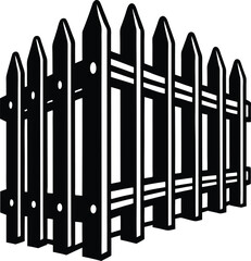 Fence Silhouette Black Vector | Classic Barrier Design for Garden and Property Projects