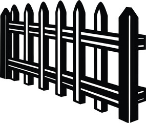 Fence Silhouette Black Vector | Classic Barrier Design for Garden and Property Projects