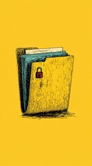 A labeled folder with a small padlock symbol indicating secured data - shield key authorization