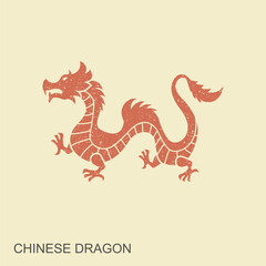 Obraz premium Traditional Chinese dragon. Flat vector icon in vintage style. Vector Illustration