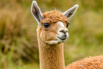 Obraz premium Close-up of a camelid's head and neck
