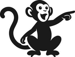 Vector silhouette of a monkey animal black