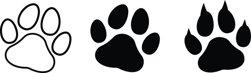 Paw icon set. black design in trendy style. for mobile concept and web design. vector illustration
