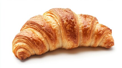 Perfectly Baked Croissant on White Background