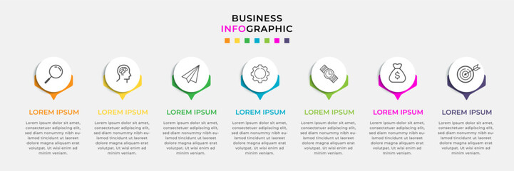 Vector Infographic design business template with icons and 7 options or steps