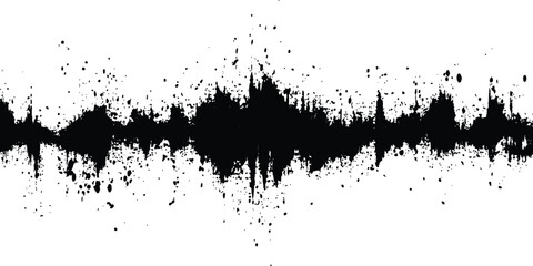 Black grange texture. Vector sound waves black grange texture illustration design. Abstract sound wave, black ink splatter on white background. 