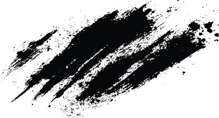 Naklejka premium A simple black brush stroke on a clean white background. Abstract black in splash, paint, brush strokes, stain grunge isolated on white background, 