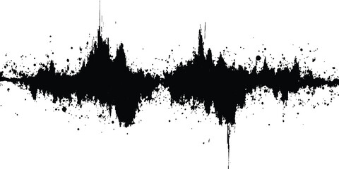 Black grange texture. Vector sound waves black grange texture illustration design. Abstract sound wave, black ink splatter on white background. 