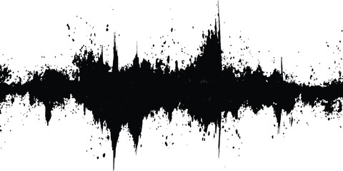 Black grange texture. Vector sound waves black grange texture illustration design. Abstract sound wave, black ink splatter on white background. 