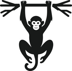 Vector silhouette of a monkey animal black