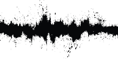 Black grange texture. Vector sound waves black grange texture illustration design. Abstract sound wave, black ink splatter on white background. 