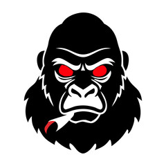 Angry gorilla mascot logo with red eye illustration. logo, badge, esport logo, emblem. 