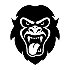 old king bearded monkey gorilla face vector logo design 
