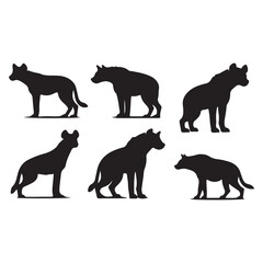 Hyena black silhouettes of animals vector
