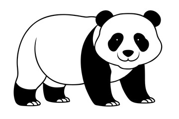 panda silhouette line art vector illustration with a white background