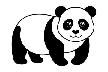 panda silhouette line art vector illustration with a white background