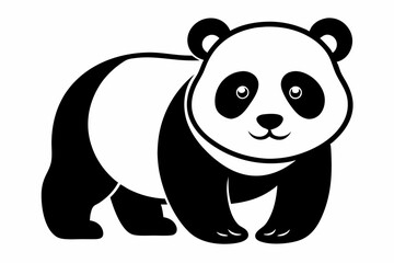 panda silhouette line art vector illustration with a white background