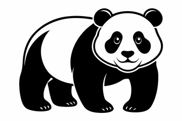 panda silhouette line art vector illustration with a white background