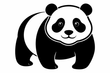 panda silhouette line art vector illustration with a white background