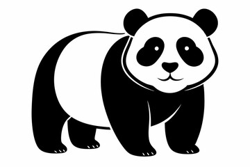 panda silhouette line art vector illustration with a white background