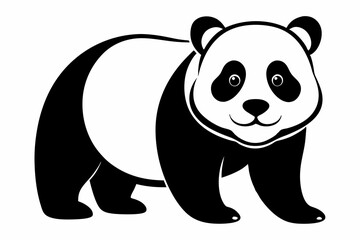 panda silhouette line art vector illustration with a white background