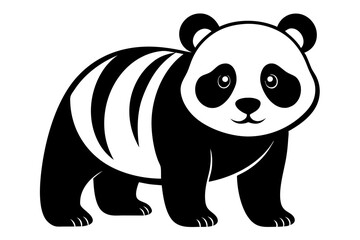 panda silhouette line art vector illustration with a white background
