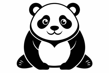 panda silhouette line art vector illustration with a white background