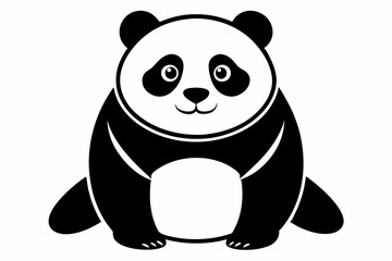 panda silhouette line art vector illustration with a white background