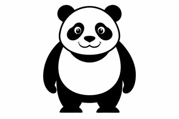 panda silhouette line art vector illustration with a white background