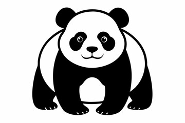 panda silhouette line art vector illustration with a white background