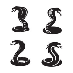 set of black and white snake