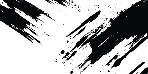Vector grunge texture white transparent background. Black and white paintbrush strokes white transparent background. scratches for wallpaper, paint splatter template, dirt banner, watercolor design.