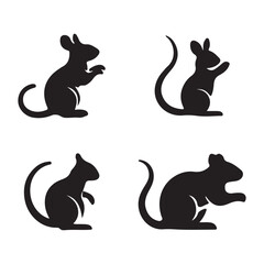set of black rat silhouettes