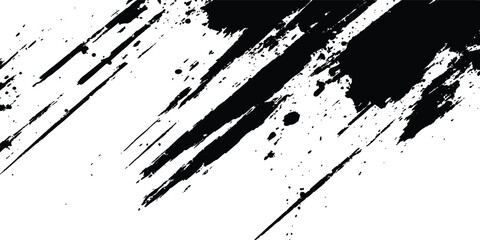 Abstract grunge texture of black paint. Vector brush grunge texture Rough Black Scratches splatter grunge distressed background.