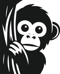 Vector silhouette of a monkey animal black