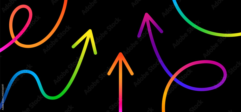 Leinwandbilder Grow Up Gradient Arrows. Abstract Background with Neon Color Lines. Vector Pattern with Rainbow Arrows - Business Design Concept