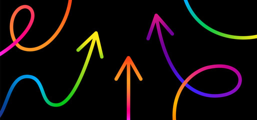 Grow Up Gradient Arrows. Abstract Background with Neon Color Lines. Vector Pattern with Rainbow Arrows - Business Design Concept
