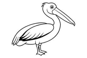 pelican silhouette line art vector illustration with a white background