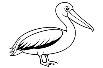 pelican silhouette line art vector illustration with a white background