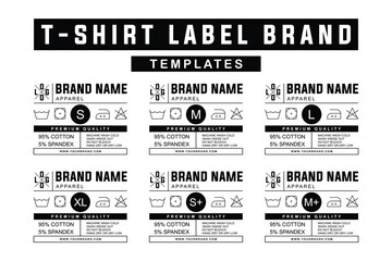 Customizable Unisex Clothing Tag Label Design Template with Size and Care Instructions