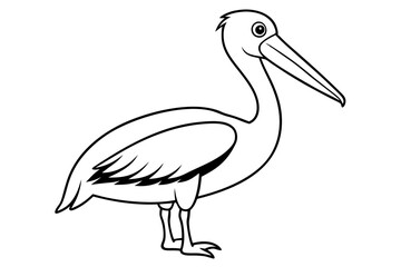 pelican silhouette line art vector illustration with a white background