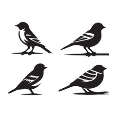 Bird Silhouettes A Vector Set of Black Birds in Various Poses